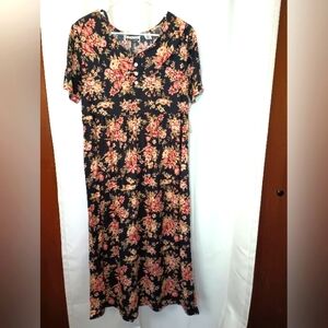 Vintage Ulterior Motives Dark Floral Maxi Dress Medium Collar Cottage Grunge NWT